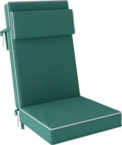 Outsunny Poduszka na siedzenie 120 x 47 x 9,5 cm odporna na wodę z paskami, zagłówkiem, UPF50+, Zielony