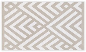 Beżowo-biały bawełniany dywanik łazienkowy Foutastic Geometric, 100x180 cm