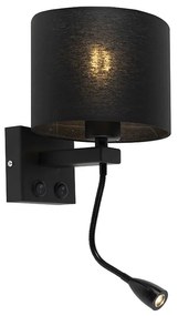 Nowoczesna lampa ścienna czarna z czarnym kloszem - Brescia Nowoczesny Oswietlenie wewnetrzne
