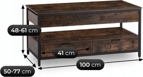 Ławostół Rozkładany LUCA 100 cm Dąb Rustykalny/Czarny Loft - Stół i Ława do Salonu