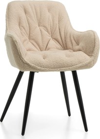 OUTLET! krzesło tapicerowane do salonu SIENA beżowe boucle pikowane nowoczesne loft