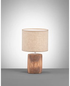 Brązowo-beżowa betonowa lampa stołowa z tekstylnym kloszem (wysokość 35 cm) Malik – Fischer &amp; Honsel