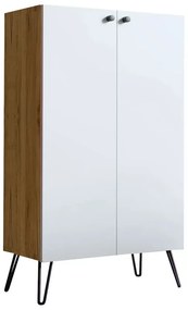 Wysoka komoda w stylu industrialnym dąb craft + biały B7-S16