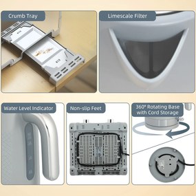 HOMCOM Zestaw Czajnik i Toster, 1,7L 2200W Szybkokochający Czajnik z Termostatem | Aosom PL