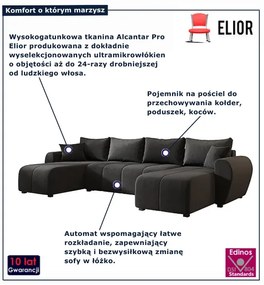 Ciemnoszary narożnik rozkładany w kształcie U F3-D78