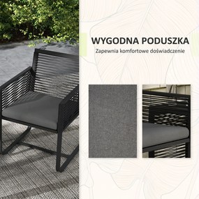 Outsunny 3-częściowy Zestaw Bistro Balkonowego/Tarasowego, odporny na warunki atmosferyczne, nowoczesny design, 53 x 57 x 77 cm, Czarny + Szary