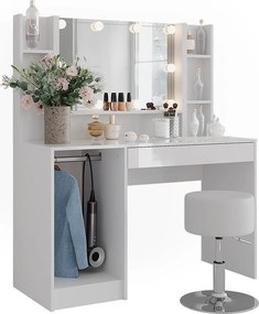 Stół toaletowy biały/biały wysoki połysk 119.8x50.1x76 sherry