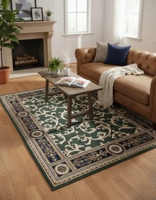 Zielony wzorzysty dywan w klasycznym stylu E2-G77