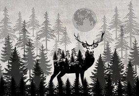 Fototapeta - Jeleń w betonowej ścianie (196x136 cm)