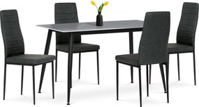 Zestaw jadalniany Mramor z ceramiczną blatem i 4 krzesłami, czarny