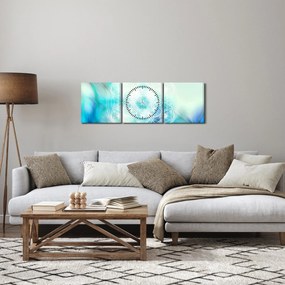 Obraz - Merkaba w turkusowym tle (z zegarem) (90x30 cm)