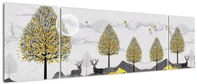 Obraz malowanych jeleni (170x50 cm)