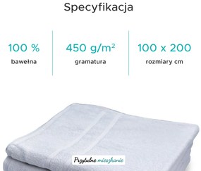 Ręcznik kąpielowy hotelowy Deluxe 100 x 200 cm biały, 100% bawełna