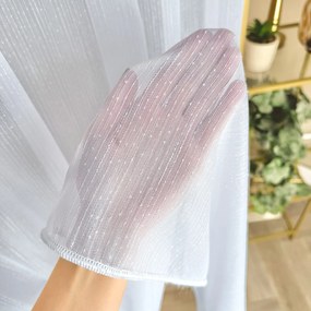 Firana połyskująca biała nakrapiana Prążek elegancka - wys. 300 cm z ołowianką
