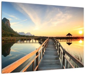 Obraz na szkle - drewniane molo (70x50 cm)