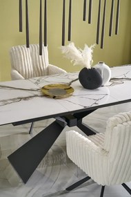 Stół rozkładany LUCIANO 180(230)x90 biały marmur/czarny HALMAR
