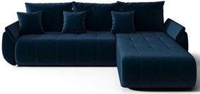 Błękitna Nowoczesna Kanapa Z Szezlongiem H6-D61