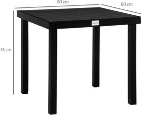 Outsunny Stół Ogrodowy Aluminiowy dla 4 Osób Meble Jadalne Łatwe w Utrzymaniu Czarny 140x90x74cm | Aosom PL