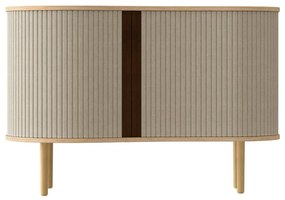 Beżowa niska komoda w dekorze dębu z drzwiami przesuwnymi 100x67 cm Audacious – UMAGE