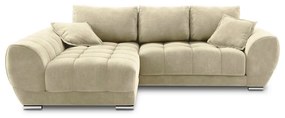 Beżowy rozkładany narożnik z aksamitnym obiciem Windsor & Co Sofas Nuage, lewostronny