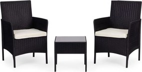 Zestaw mebli ogrodowych Livora 0213 - 2 krzesła i stolik kawowy, kolor czarny