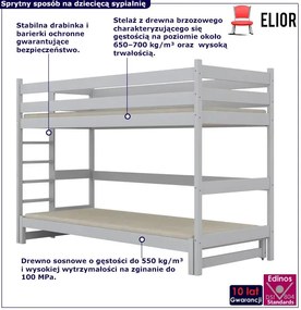 Białe piętrowe łóżko dziecięce dwuosobowe - 5 rozmiarów G9-M95