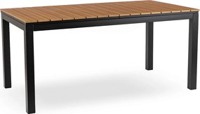 Zestaw Mebli Ogrodowych Stół ARGOS 160-260 cm Dąb/Czarny i 8x Fotel FRESNO Czarny Technorattan Nowoczesny