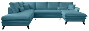 Turkusowa rozkładana sofa w kształcie litery "U" Miuform Charming Charlie, lewostronna