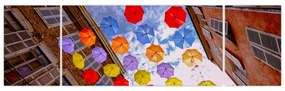 Obraz kolorowych parasoli (170x50 cm)