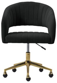 Krzesło biurowe z weluru - Czarny i złoty - Regulowana wysokość - TIRIESI Pascala Morabito