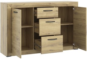 Komoda Dwudrzwiowa z Szufladami Drewniana do Salonu COVE 136 cm Dąb navarra Loft