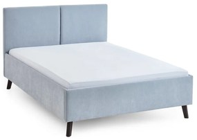 Jasnoniebieskie tapicerowane łóżko dwuosobowe ze stelażem 140x200 cm Piano – Meise Möbel