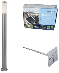 Zewnetrzna Lampa uliczna zewnętrzna stal 110 cm IP44 - Rox z kolcem uziemiającym i dławnicą Nowoczesny Oswietlenie zewnetrzne