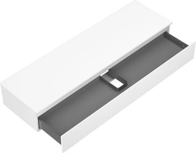Mexen Rivel szafka łazienkowa podumywalkowa 160 cm z blatem, 1 szuflada, ryflowana , biała mat - 91A20-16023-1-BFC01
