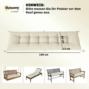 Outsunny Poduszka na Palety Zdejmowana z Paskami Mocującymi, Poduszka Ogrodowa na Leżaki 198 x 65 x 13 cm Beżowa | Aosom PL