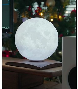 Ciemnobrązowa lampa stołowa LED z litego drewna orzechowego (wysokość 19,5 cm) Smart LunaSpin – Gingko