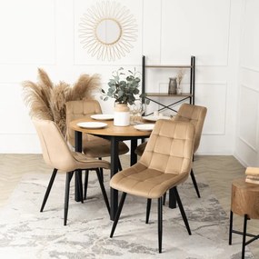 Krzesło Tapicerowane do Jadalni RIO Beżowe Welurowe Nowoczesne Loft