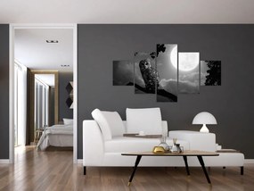 Obraz - Nocna sowa, czarno-biały (125x70 cm)