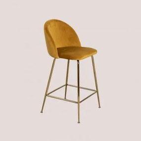 Zestaw 2 Wysokich Stołków Z Aksamitu Kana Design Złoto & Mostaza & ↑65 Cm - Sklum