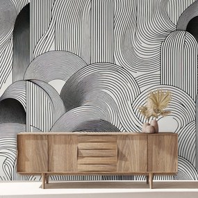Fototapeta - Chaos czarnych linii (196x136 cm)