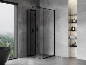 Mexen Mist-F kabina prysznicowa składana lewa 90 x 90 cm, czarna ramka, czarna - 8A6T-090-090-70-70-L