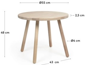 Stół dziecięcy z drewna kauczukowego Kave Home Dilcia, ø 55 cm