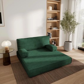Masseno Sofa piankowa LADIA z funkcją spania, Kanapa z pianki do salonu, Bezmontażowa, Tkanina sztruksowa – Zielony POSO 14