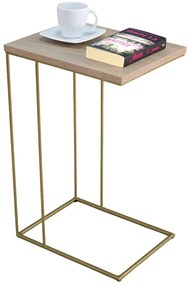 Minimalistyczny stolik pomocniczy dąb sonoma + złoty M9-R37