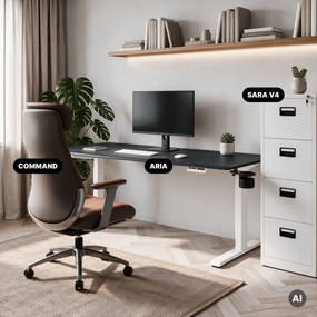 Biurko elektryczne z regulacją wysokości ergonomiczne biało-antracytowe,1600x800 mm: ARIA