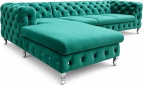 Duży narożnik pikowany Moet Light w stylu glamour 305x210 cm
