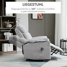 HOMCOM Fotel masujący dla seniorów z funkcją wstawania 83 cm x 89 cm x 102 cm szary | Aosom PL