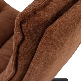 Brązowy obrotowy fotel z podnóżkiem z tkaniny szenilowej Kube – WOOOD