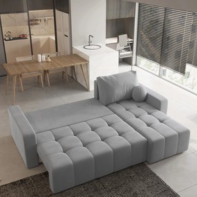 Masseno Narożnik VOLIRA z funkcją spania i pojemnikiem na pościel Narozniki L, Rozkładana sofa - Jasnoszary, PAROS 05