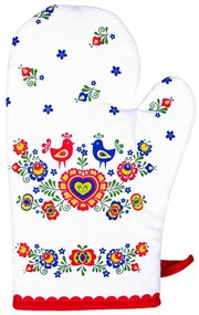 Rękawica kuchenna Folklor czerwona, 17 x 28 cm
